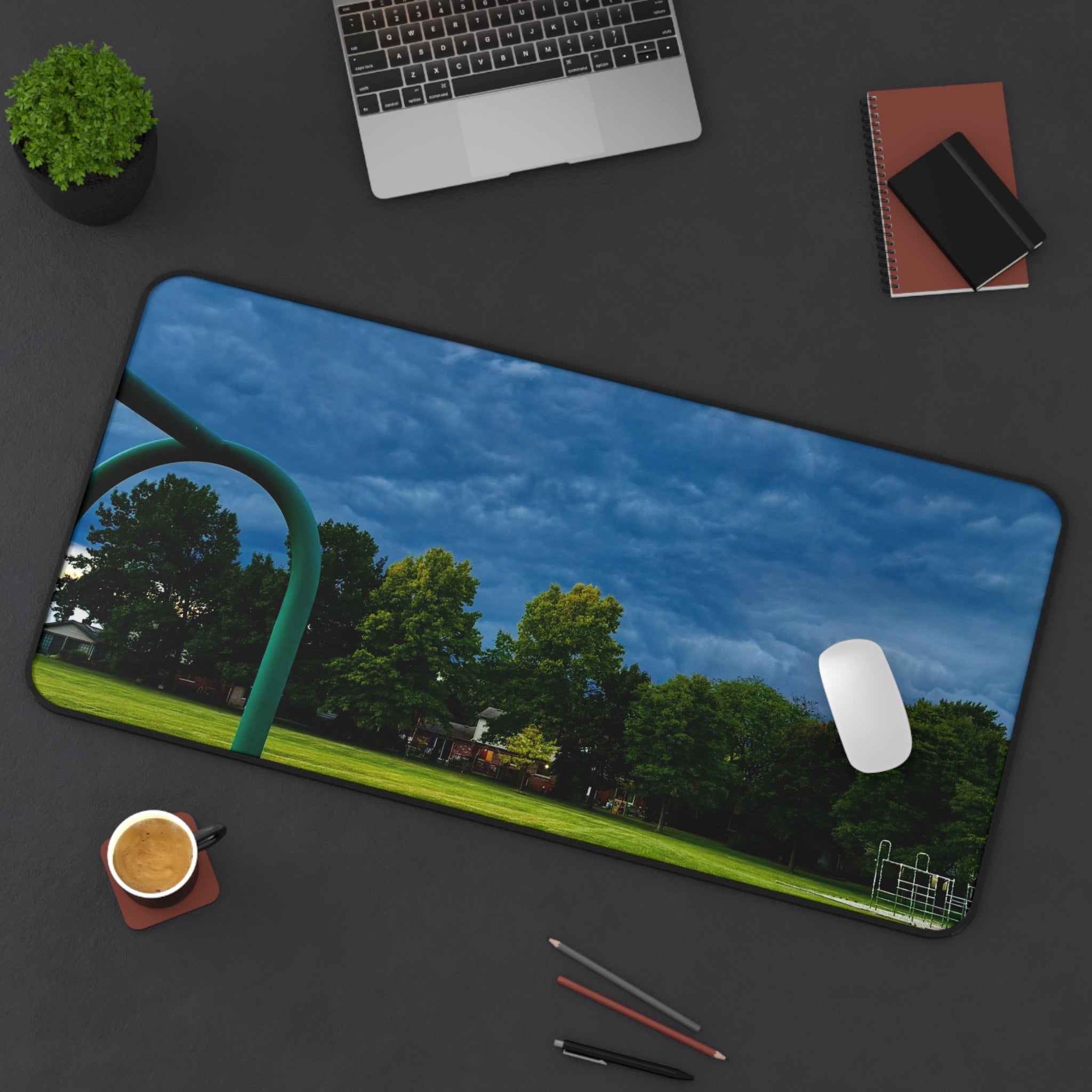 "Gray With Green" Desk Mat